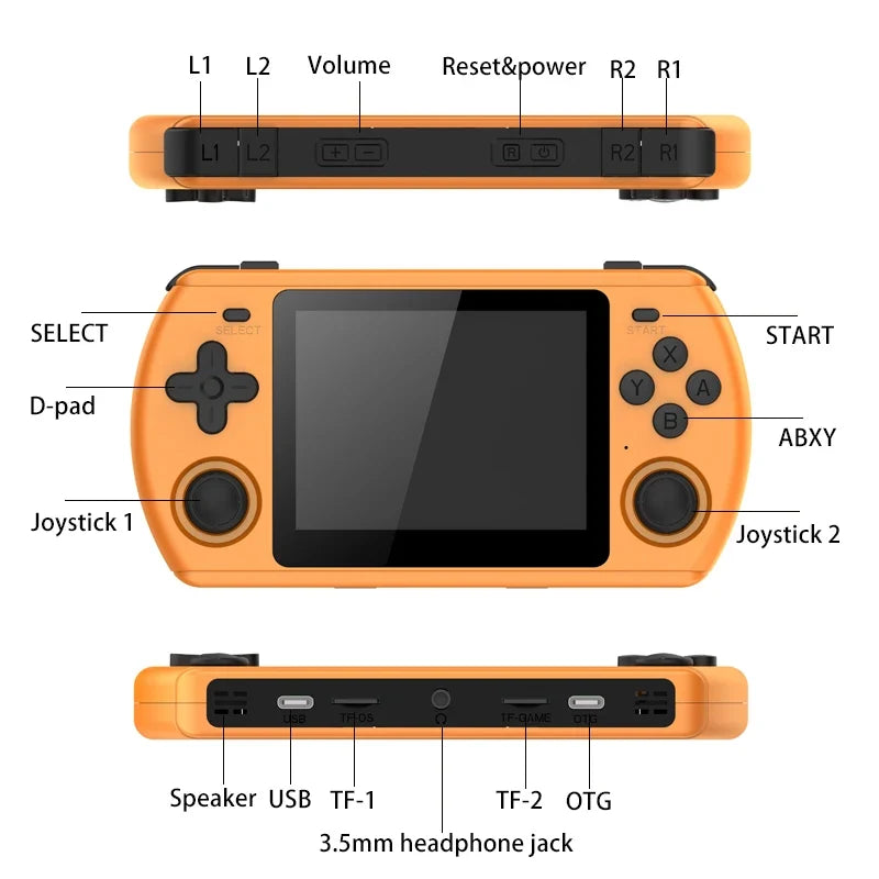 NEW P36S 100GB Video Handheld Game Console Retro 3.5-inch IPS 640*480 Screen Open Source Linux 3000 mAh Battery Children's Gifts