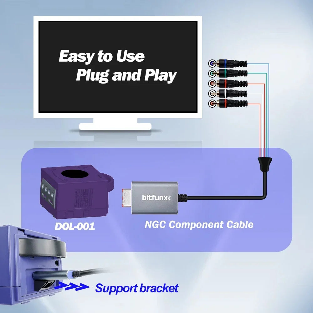 Bitfunx Component Video 5RCA YPbPr Cable for Nintendo GameCube NGC Digital AV Output High Quality Image