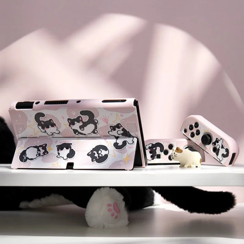 Cute Cat Ns2 Protective Case For Switch Oled Anti Scratch Shockproof Cover 2nd Generation Soft Pink Protective Case Set