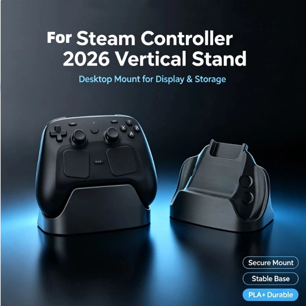 For Steam Controller 2026 Vertical Stand Desktop Mount 3D Printed PLA+ Holder with Cable Management and puck Support
