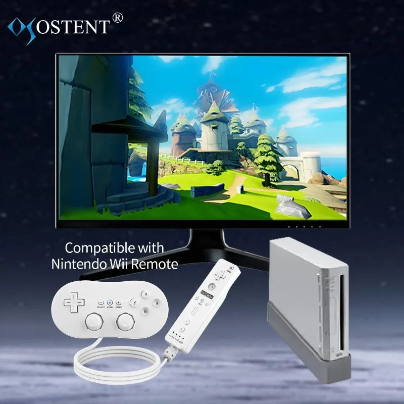 Classic Wired Controller for Wii and Wii U, White or Black