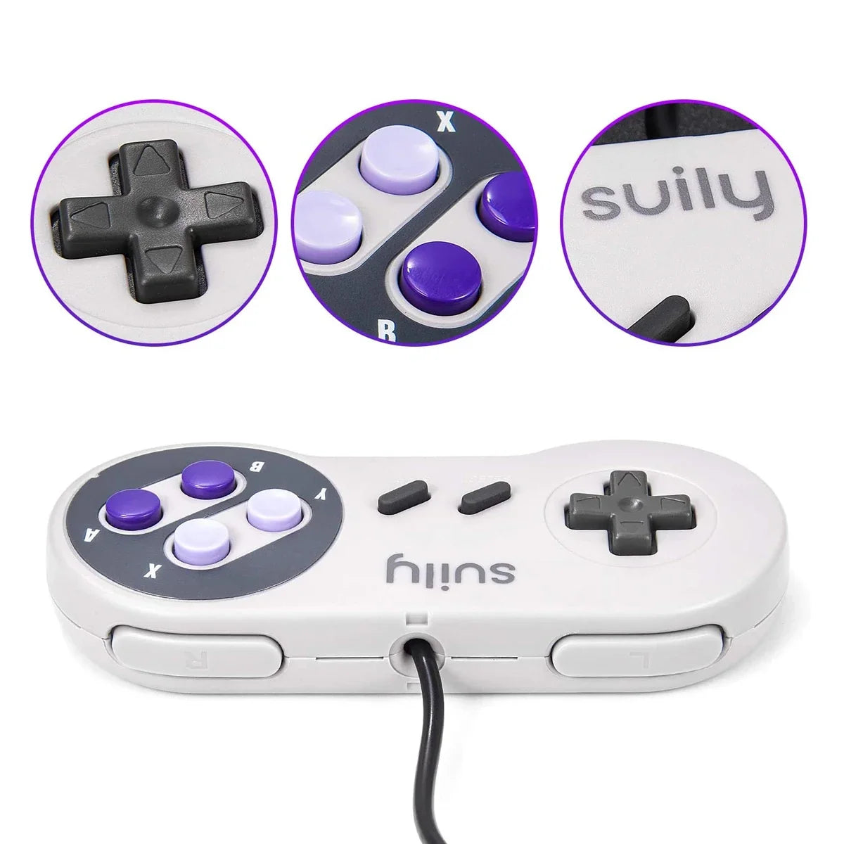 USB Wired SNES-Style Gamepad for Windows PC, Mac, Raspberry Pi