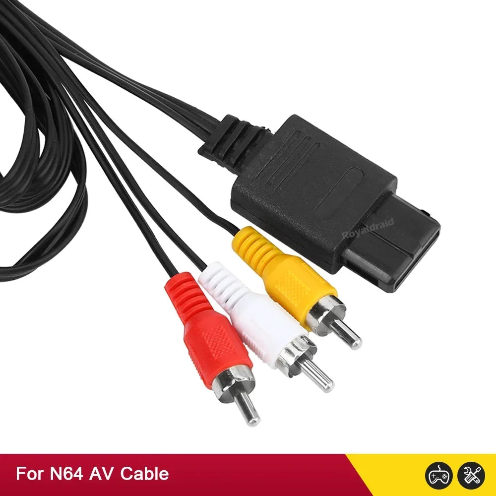 10PCS 1.8M AV Cable Composite Video Cord 6 Feet Line Compatible For N64/GameCube/SNES/SFC TV Game Console AV Cable
