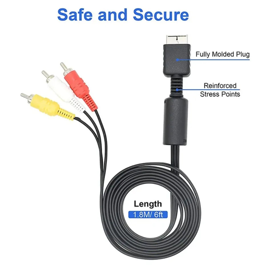 AV Cable for PS1, PS2, and PS3 to RCA TV or Monitor