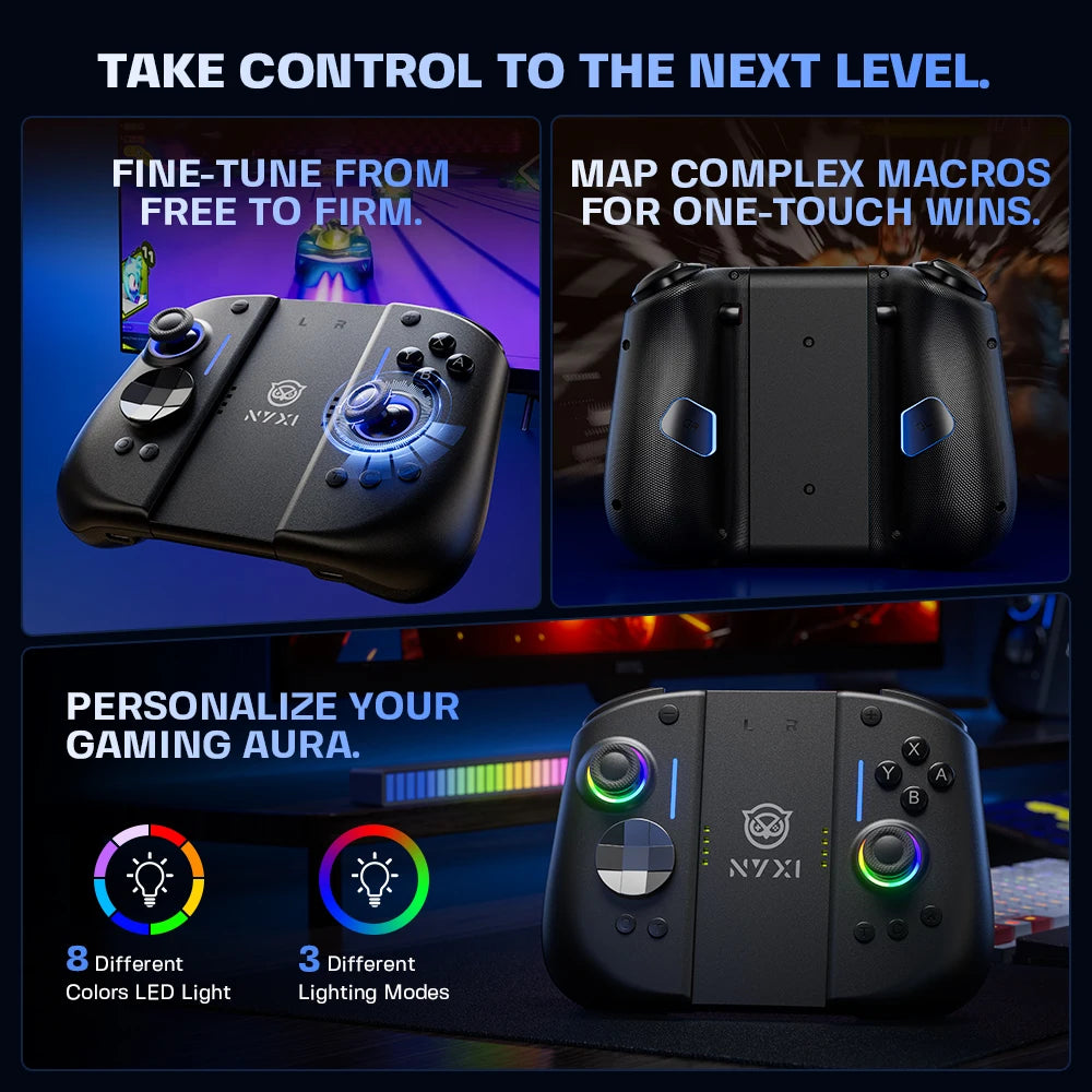 NYXI NJ22 Magnetic Modular Controller for Switch 2, Hall Effect Joystick No Drift, 9-Axis Gyro, Full Mechanical Buttons, Wireless Gamepad for PC/Switch OLED
