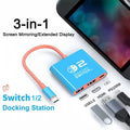 3 In 1 USB C HUB Type C to HDMI PD100W Charge Docking Station 4K 60Hz USB-C 3.0 for Switch 2/Switch/OLED MacBook Computer