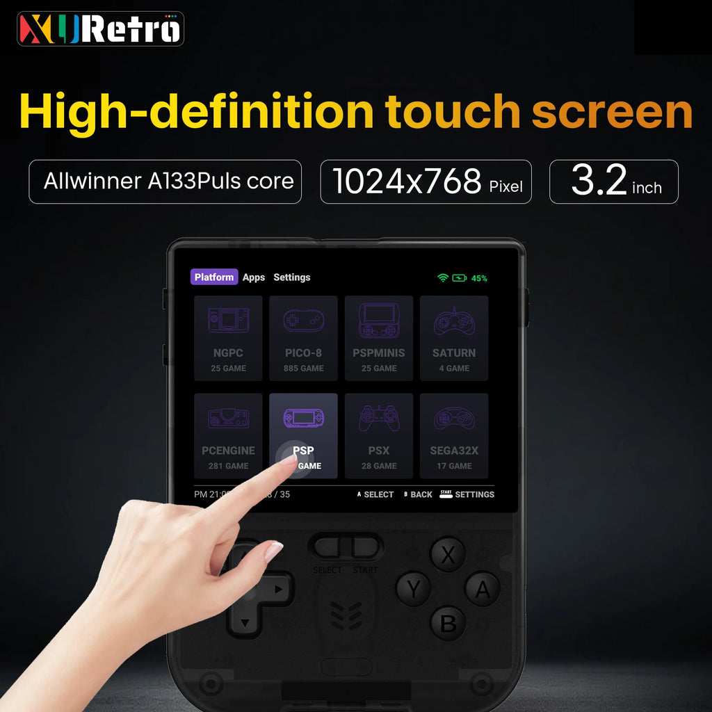 XU20 V32 R36S Handheld Console, 10,000 Games, Touch Screen