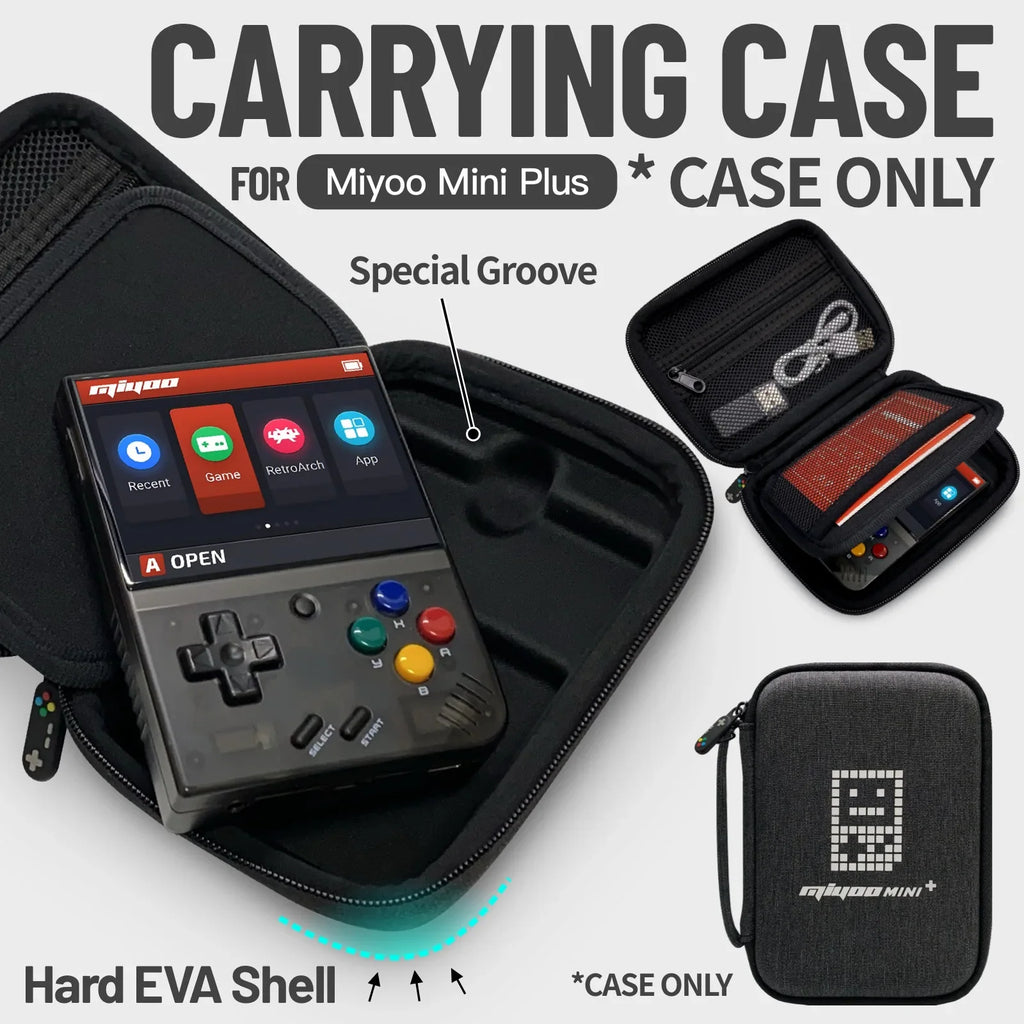 Miyoo Mini Plus V3 Hard Portable Case with Zipper Mesh Pocket