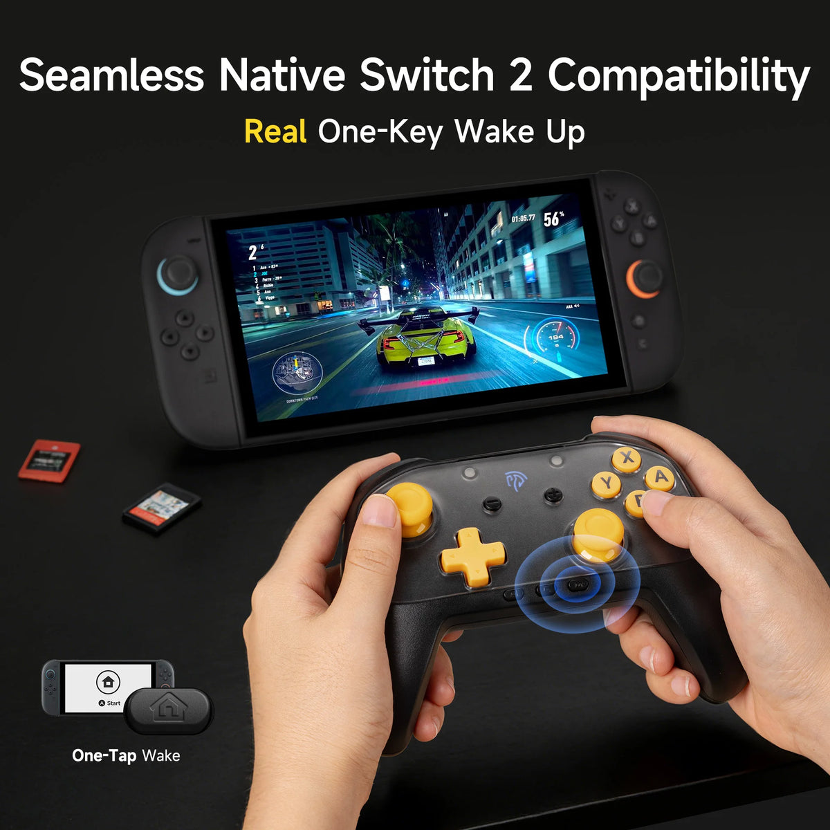EasySMX S10C Wireless Gamepad for Switch 1/2 PC Android iOS, Hall Effect Joystick Programmable Buttons, 9-Axis Motion Control