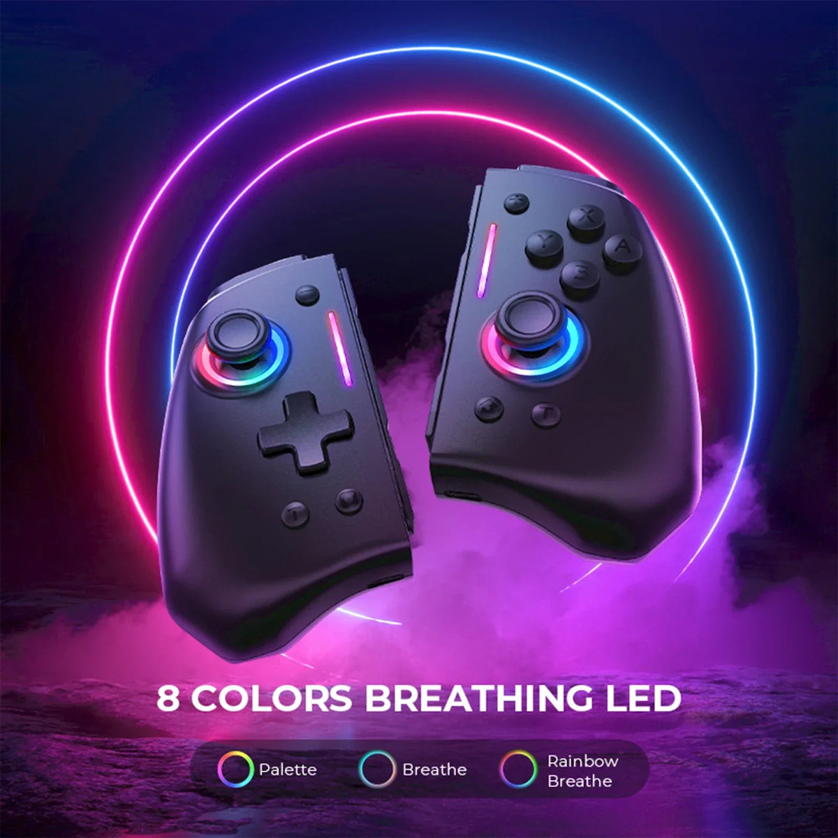 NYXI Hyperion Ergonomic Design Wireless Game Controller Black Gamepad with RGB Lights for Nintendo Switch