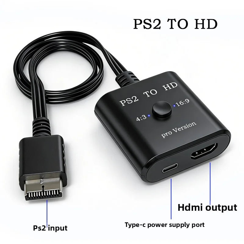 PS2 HDMI Converter Adapter 1080P for PS1/PS2 HDTV Display