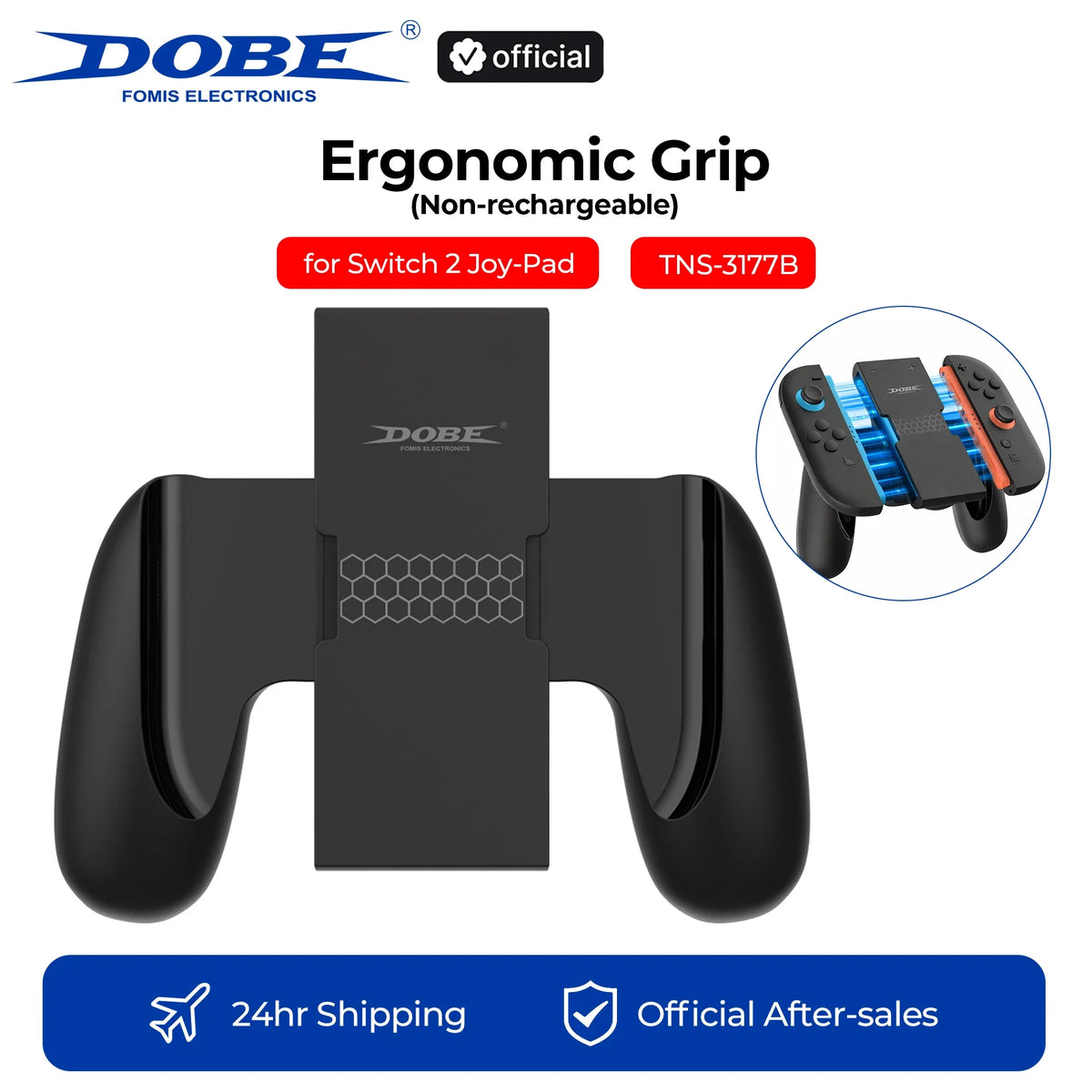 DOBE Charging Grip for Nintendo Switch 2 Controller - Ergonomic Handle with Type-C Charging, Play While Charging, Official Store