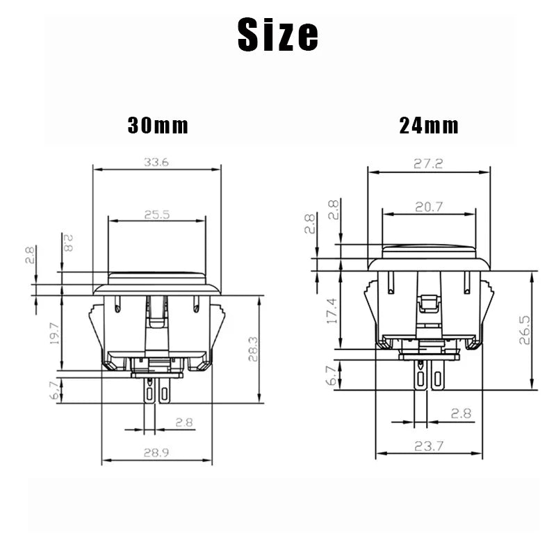 QANBA Gravity KS Clear Snap-In Pushbuttons 24mm 30mm, 6 Pcs