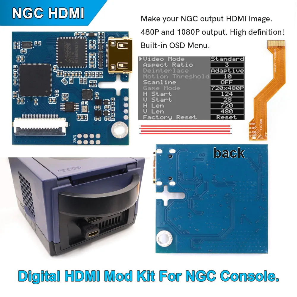 2025 Internal HDMI Kit For NGC Digital HDMI MOD Kit Digital to Digital HDMI Mod Kit For NGC GameCube Console Play on TV