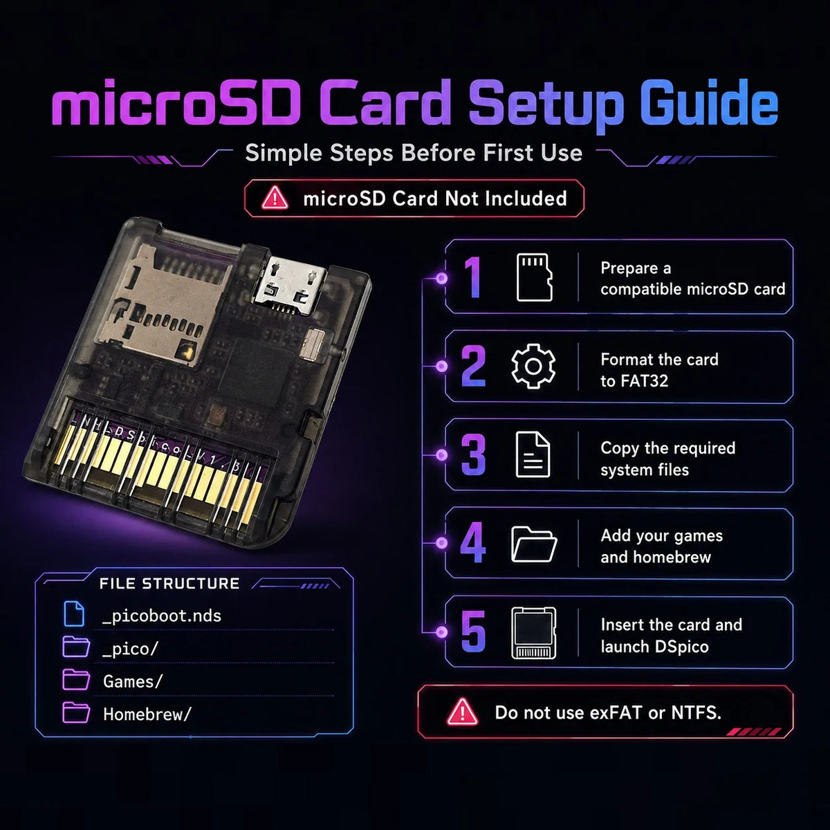 DSpico V1.3 Open-Source Flash Cart 32Mbit RP2040 for NDS/DSi/3DS