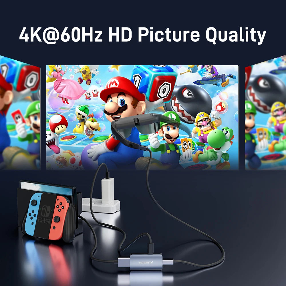 HDMI to Type-C Converter, 4K60HZ HDMI to USB C Adapter for XREAL Air Compatible with RayNeo,Rokid Air,Switch 2,PS5,Steam Deck