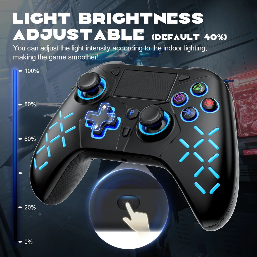 Bonacell Wireless Controller for PS5 PS4 PS3 PC Switch with RGB
