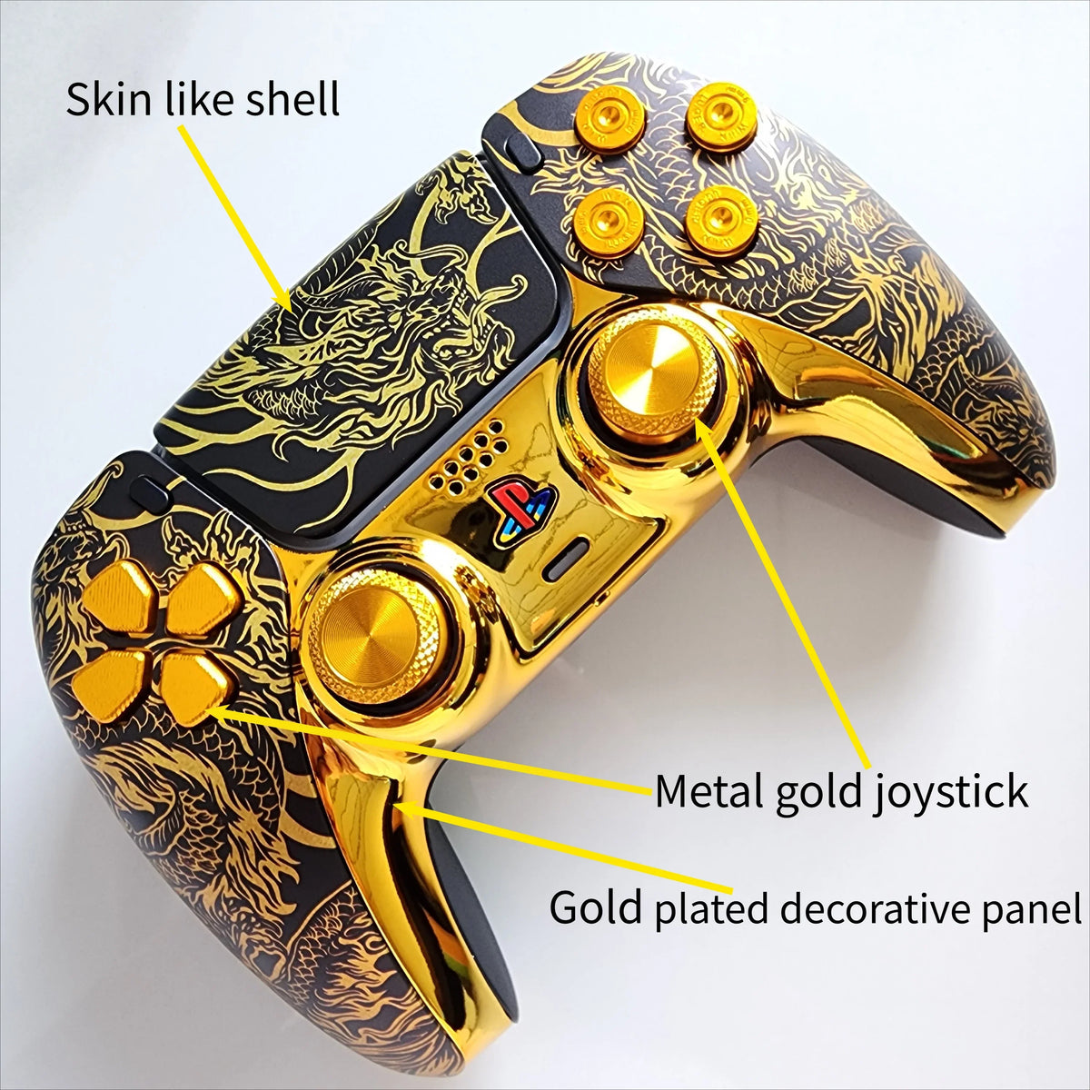 Johnny Old Video Gamer Golden Dragon Wireless Controller, TMR