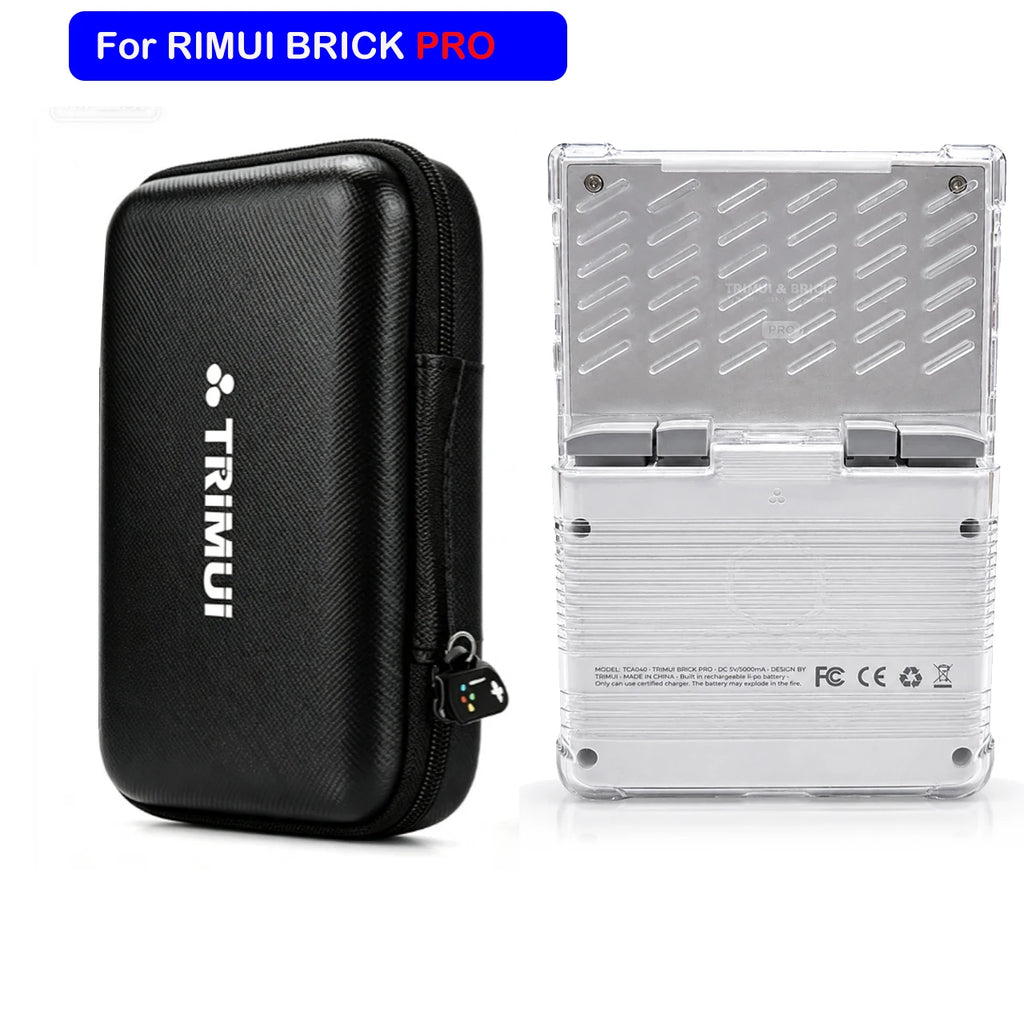 Portable Storage Bag TPU Case with Screen Protectors for TRIMUI BRICK PRO Game Console Tempered Glass Protectors Kit Accessories
