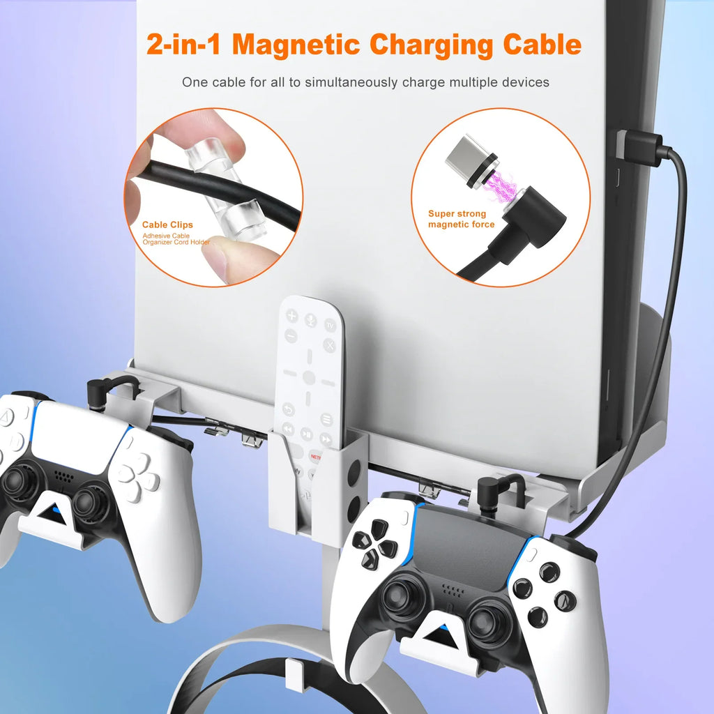 For PS5 Host Bracket Compatible PS5 Host Wall Mounted Bracket with Controller Charging Cable Set Game Accessories