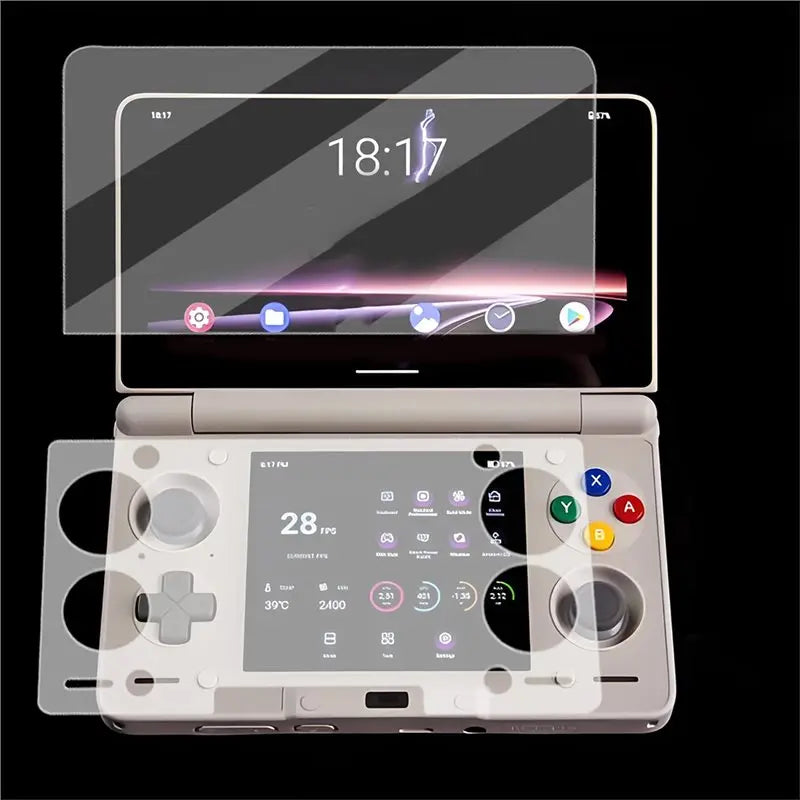 A42T-For Ayn Thor Dual Screen Tempered Glass Film+ Thick Comfort Grip Ergonomic Design Screen Protector
