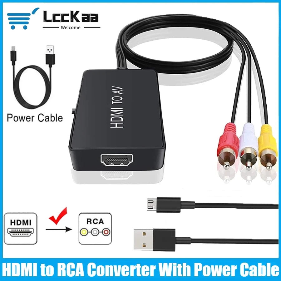 HDMI to AV RCA Converter with PAL and NTSC Support