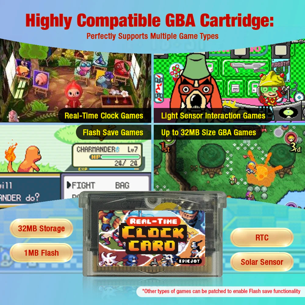 Rewritable 32MB 1Mbit Flash GBA RTC Cart For GBA SP/GB Micro/Game Boy Player/GB Pocket