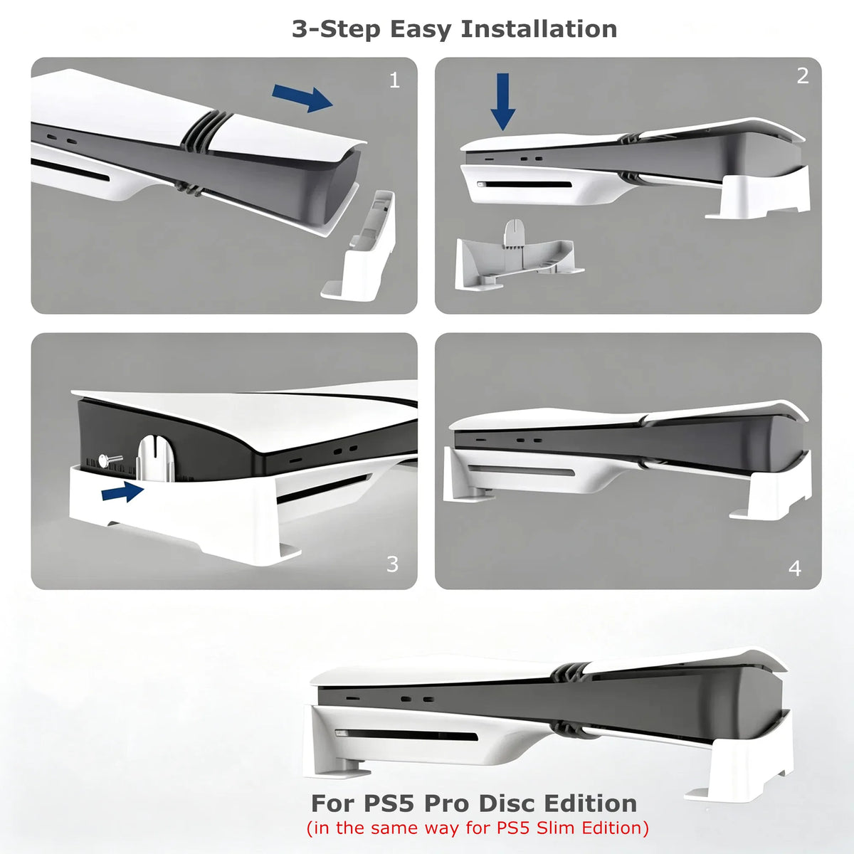 KOMIER P525 Horizontal Stand for PS5 Pro and PS5 Slim, White