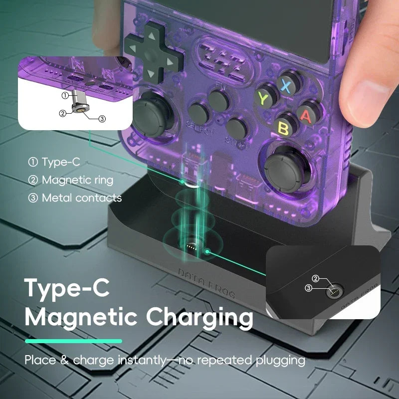 DATA FROG Magnetic USB C Charging Dock Stand Stable Desktop Base For R36S Portable Handheld Game Console Accessories