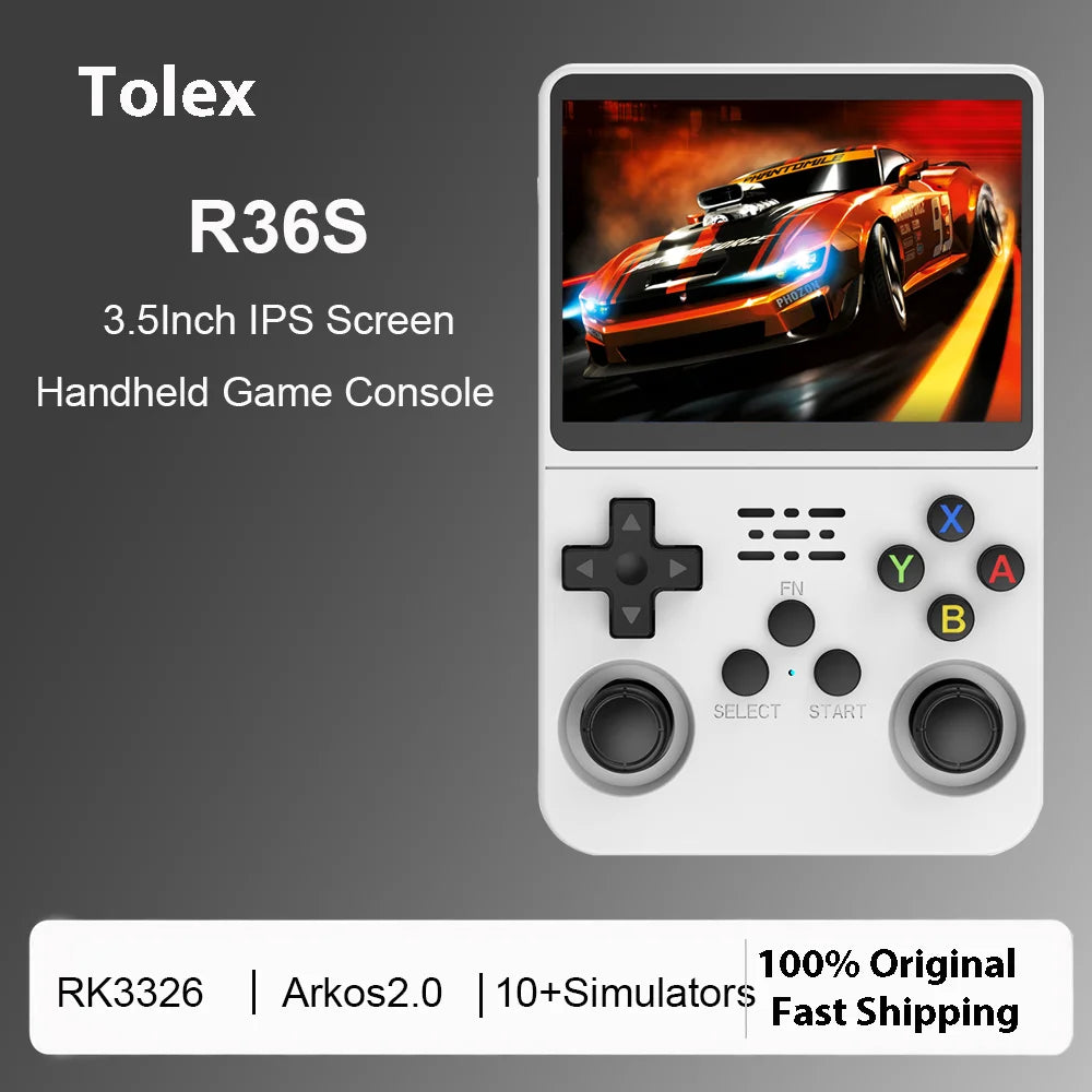 Tolex R36S 3.5Inch HD Screen Handheld Game Console RK3326 Open Source System Arkos2.0 10+Simulators Retro Video Game Console