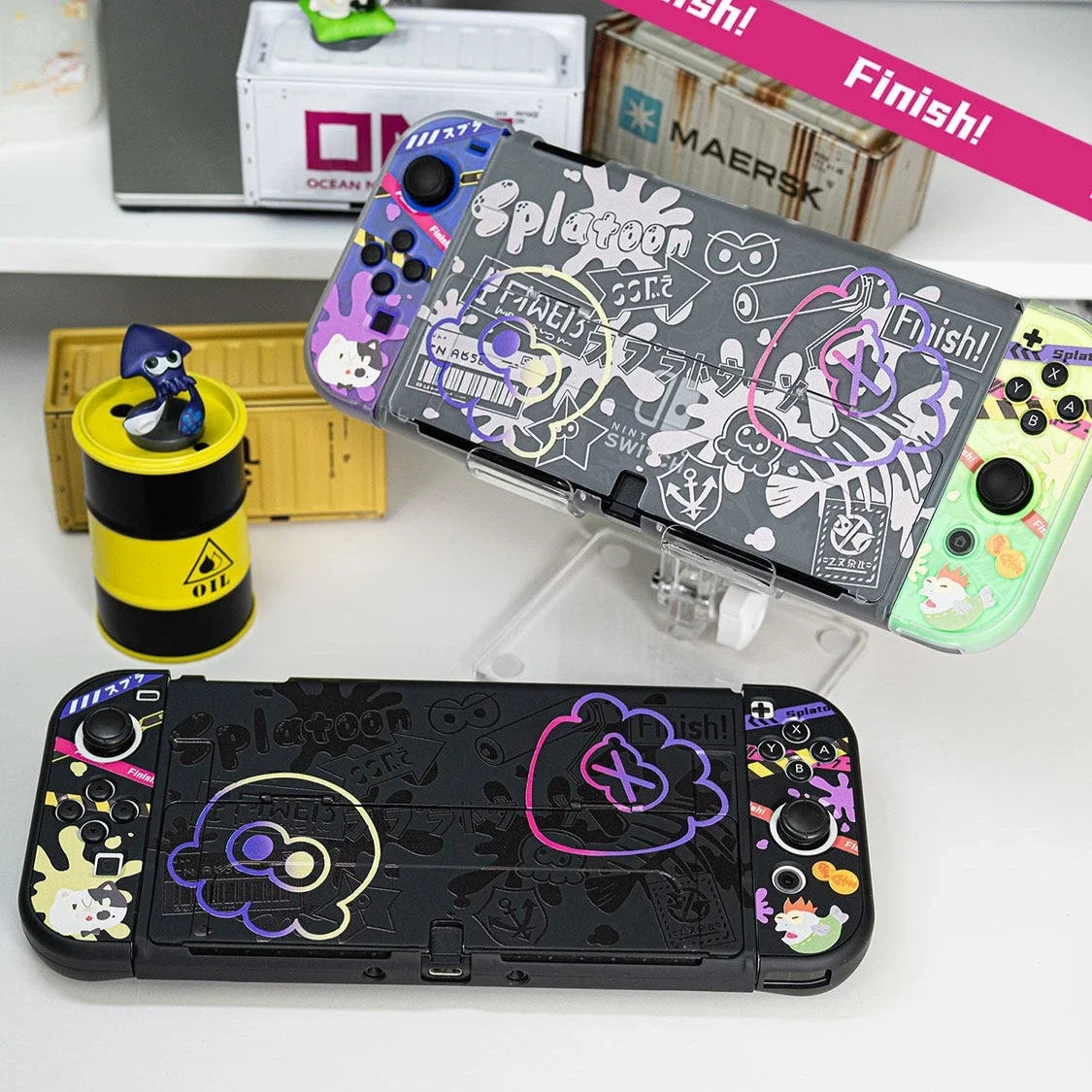 Anime Splatoon Transparent Case for Nintendo Switch 2 OLED NS Split Joy-Con Controller Cases Dock Cover Game Console Accessories