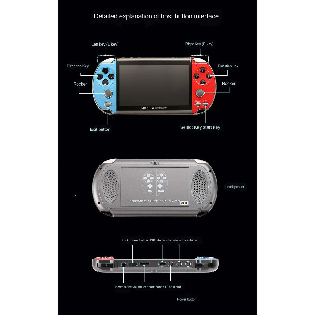 X7 Handheld Retro Console with 4.3-Inch Screen and 1,000 Games