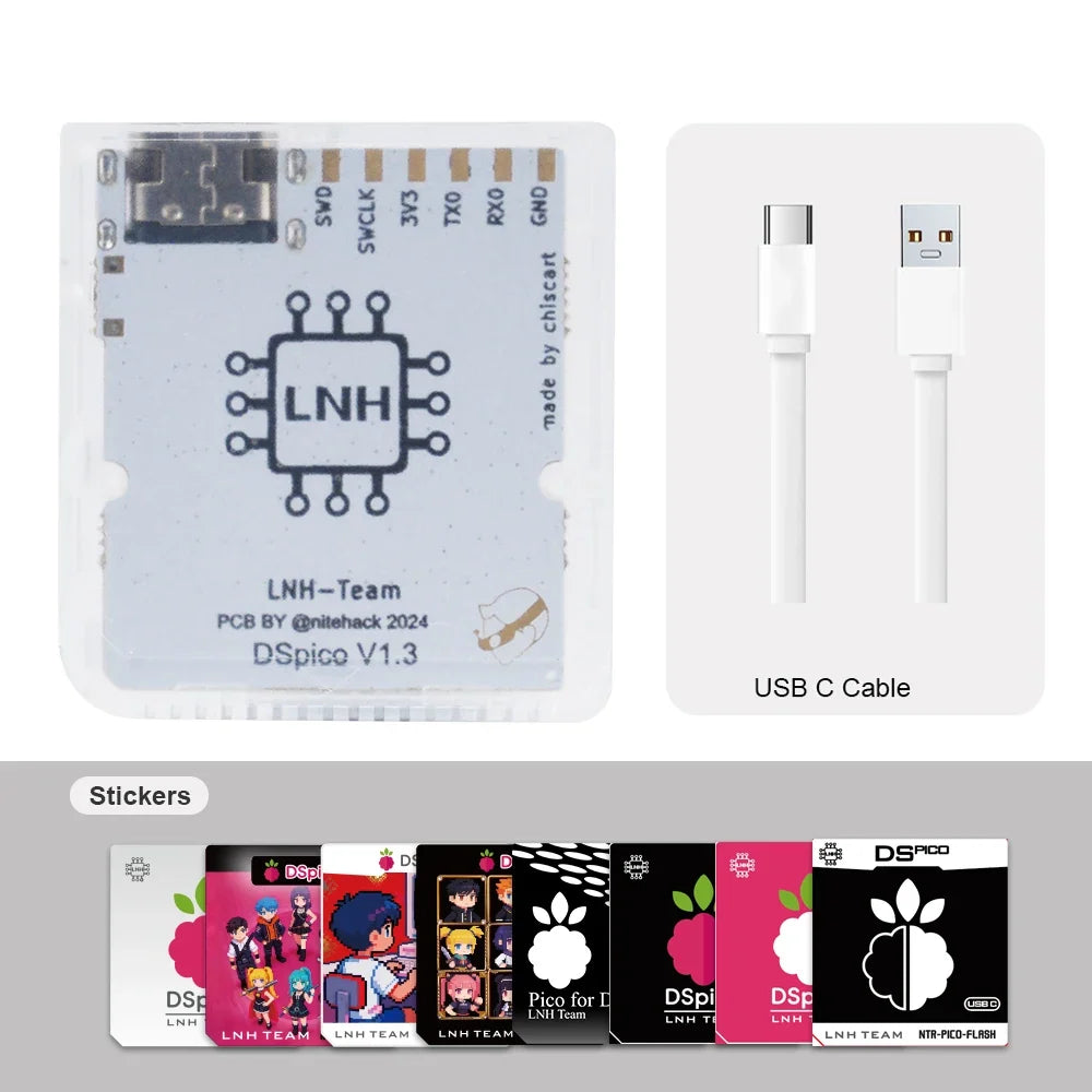 Chisfamily USB-C DSpico Game Reader Adapter 16 MBit Ultra-Low Power With LED RP2040 MCU for Nintendo DS, NDSL, DSi, 3DS Consoles