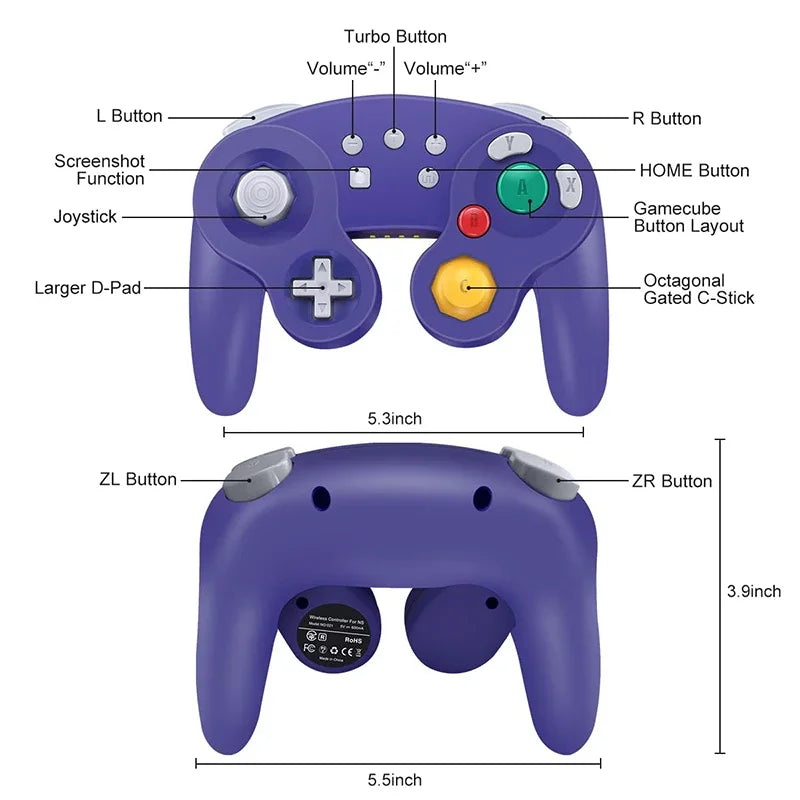 Bluetooth GameCube-Style Controller for Nintendo Switch and PC