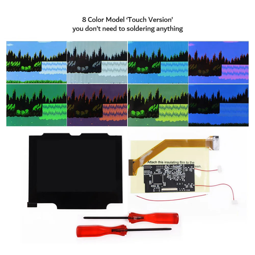 No Solder For GBA SP V2 IPS LCD Screen Backlight Backlit Color Model Kit For Game Boy Advance