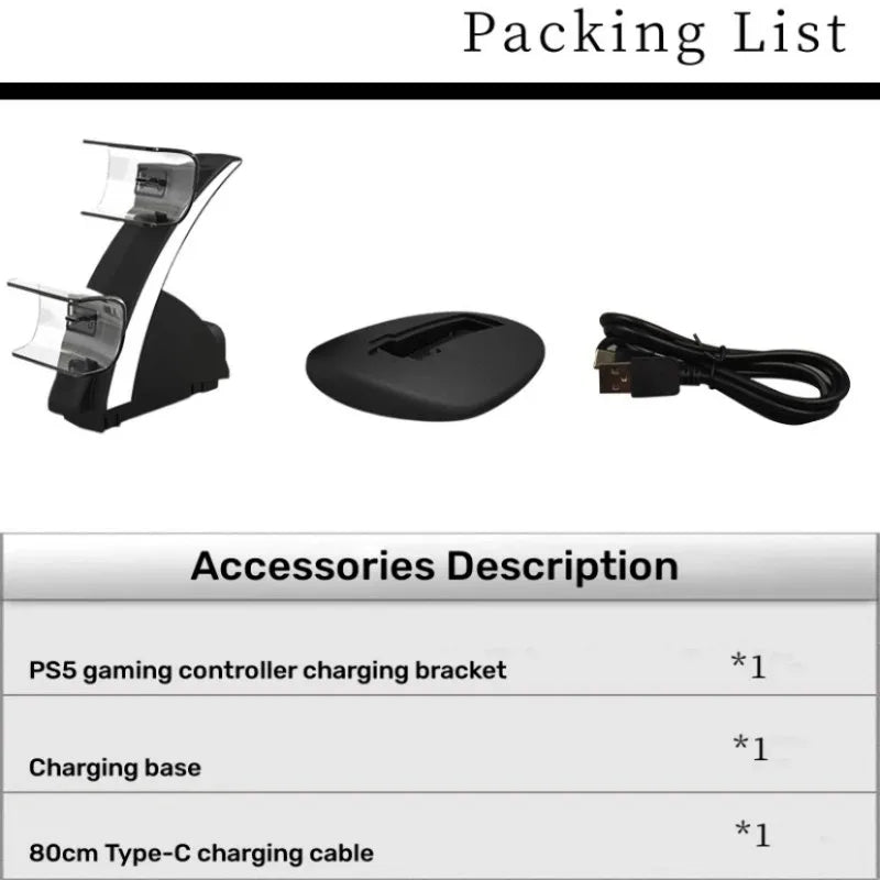 Dual Controller Charging Dock for PS5, Fast Charging Stand