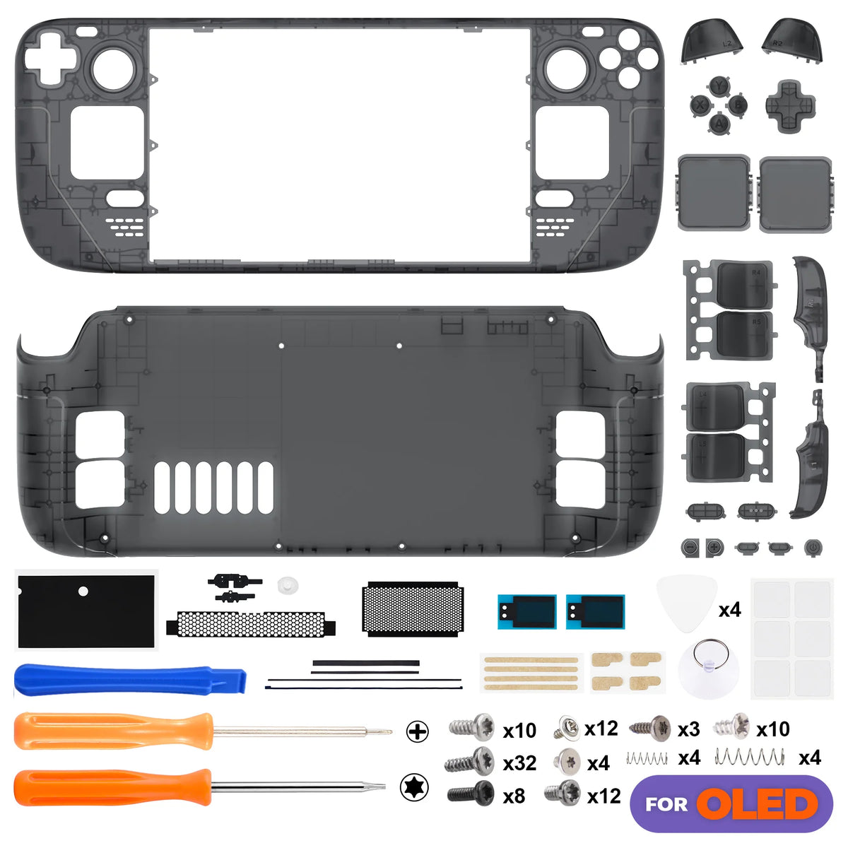 eXtremeRate Steam Deck Clear DIY Shell, LCD or OLED