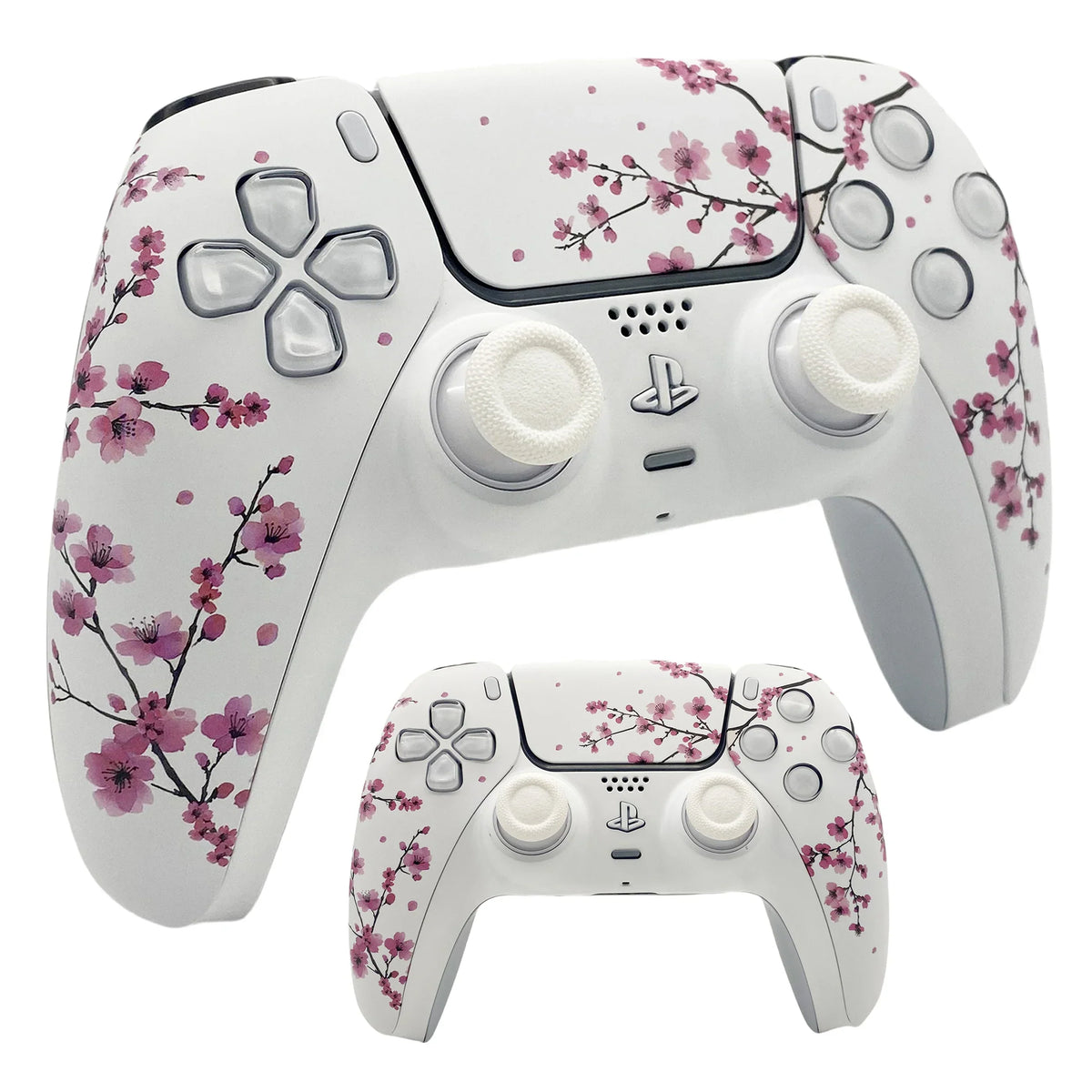 Pink Sakura PS5 Controller Shell Faceplate Cover with Touchpad for DualSense Controller, Replacement for BDM-010/020/030/040/050