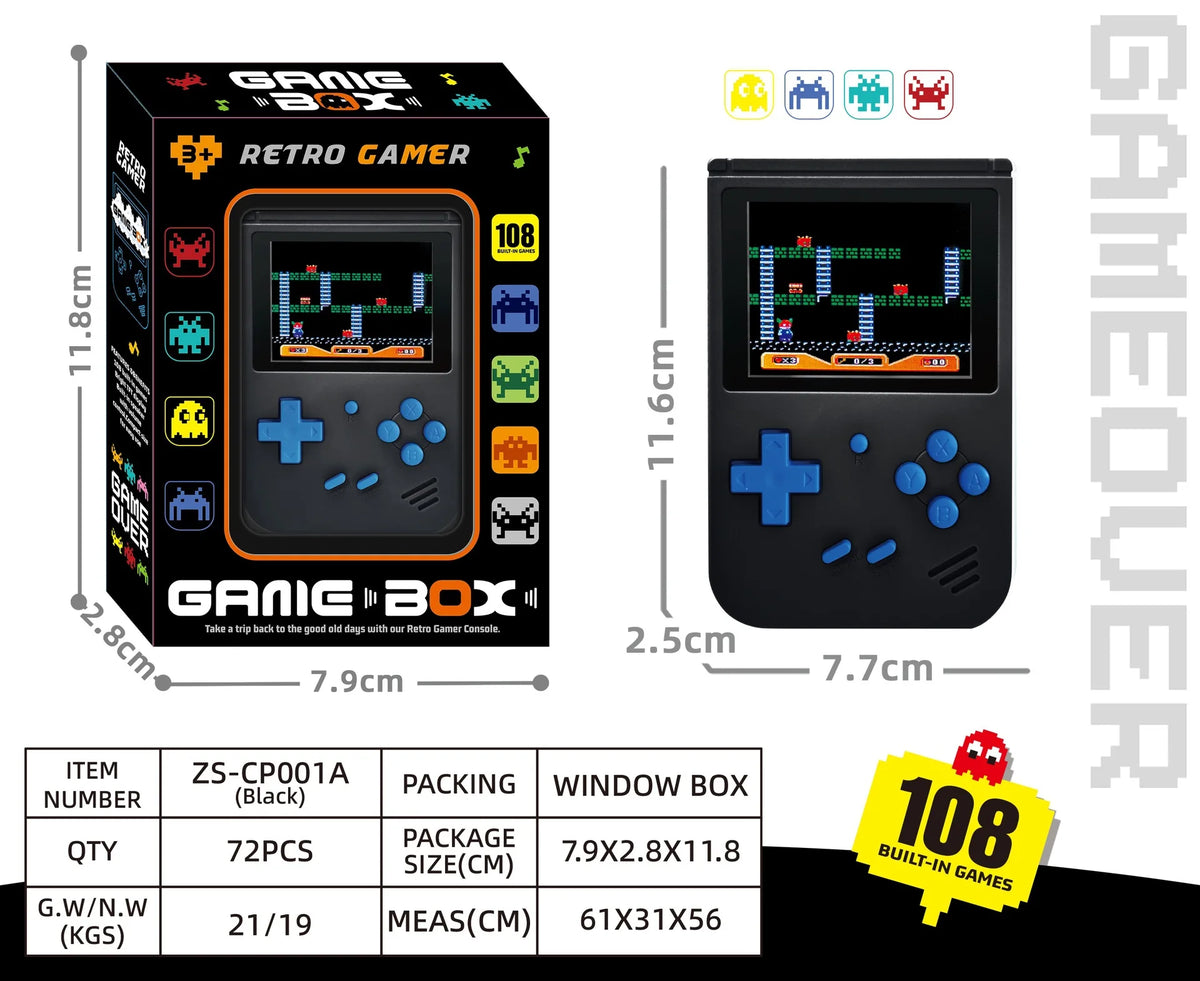 Retroid Style Gamer Mini Pocket Gaming Device 108 In 1 Built‑In Games Color Screen Portable Retro Video Game Player For Adults