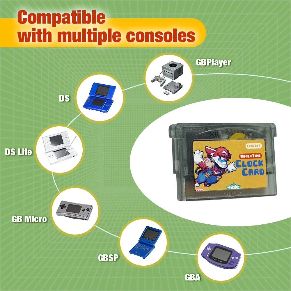 EPICJOY GBA Flash Cart, 32MB Rewritable with Solar Sensor and RTC
