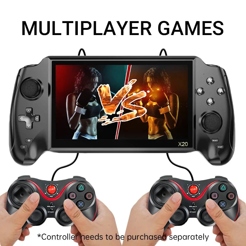 POWKIDDY X20 Portable Retro Handheld Video Game Console Bulit-in 3000 Game 7.0 Inch HD Screen Music/Video Player Children's Gift