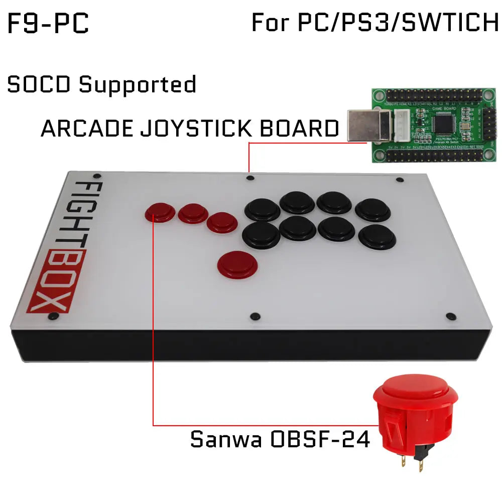 FightBox F1-F9 Sanwa Button Hitbox Arcade Fight Stick for PS4/PC