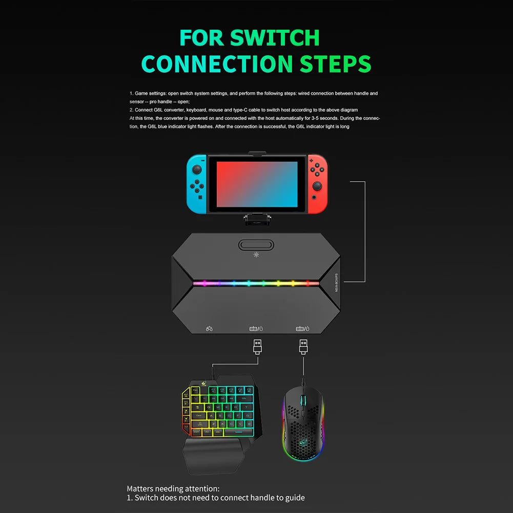 G6L for Nintendo Switch, Xbox One, PS4, PS3 Keyboard Mouse Converter