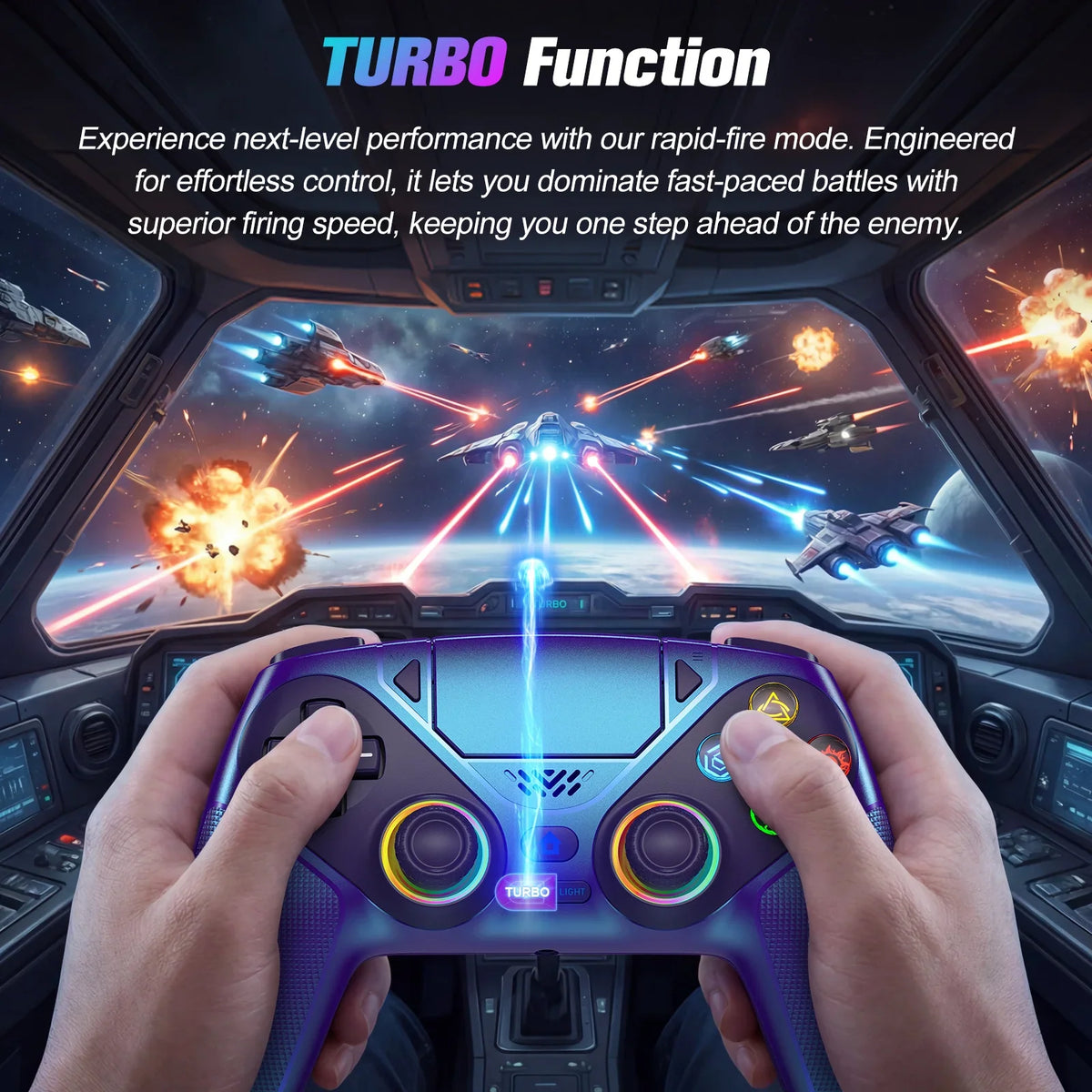 Controller For Playstation 5 PS5/PS5 Pro/Slim/PC,RGB Wireless BT Game Joystick Hall Effect 6 Axis Gyro Dual Shock Turbo Gamepads