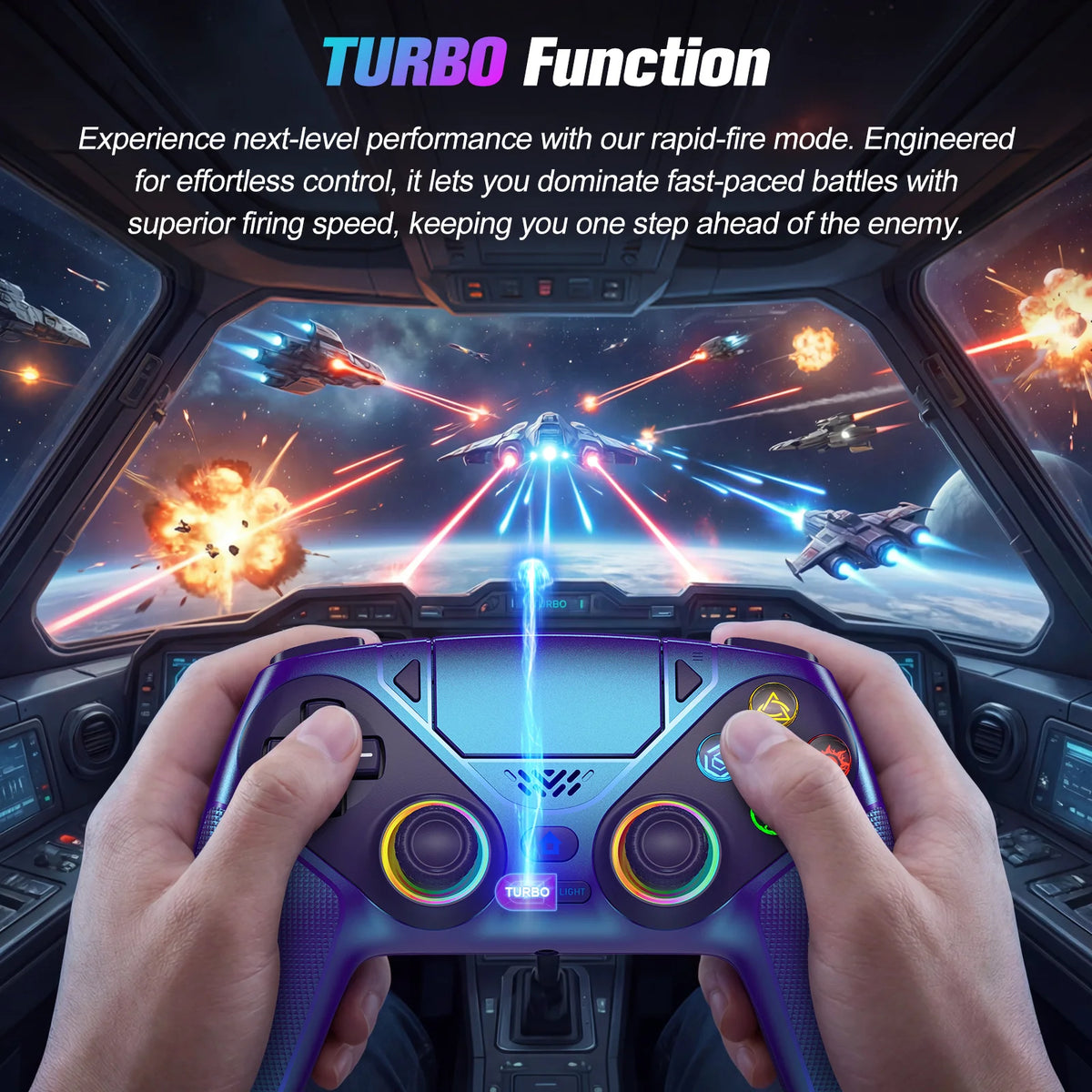 Wireless RGB Controller for PS5 PS5 Pro Slim and PC