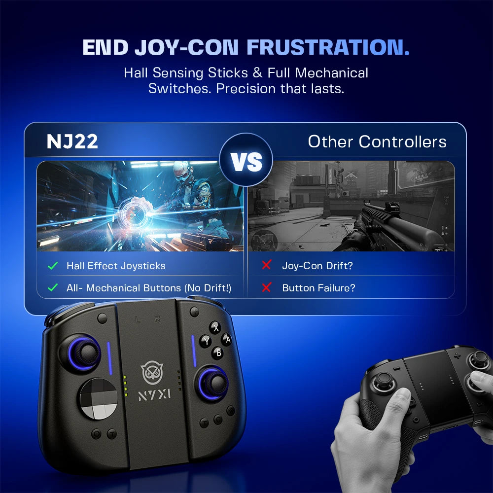 NYXI NJ22 Magnetic Modular Controller for Switch 2, Hall Effect Joystick No Drift, 9-Axis Gyro, Full Mechanical Buttons, Wireless Gamepad for PC/Switch OLED