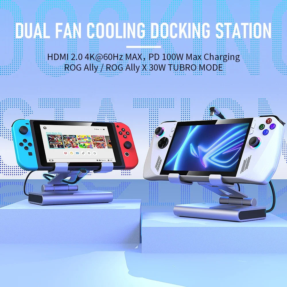 RGB Dual Fans Dock for ROG Ally, Steam Deck, AOKZOE, OneXPlayer