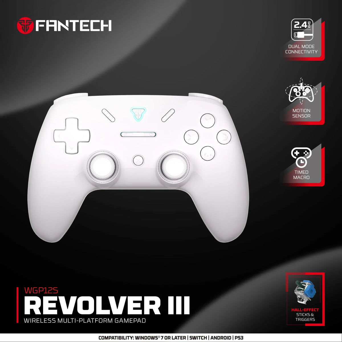 FANTECH REVOLVER III WGP12S Wireless Gamepad, Hall Triggers, PS4