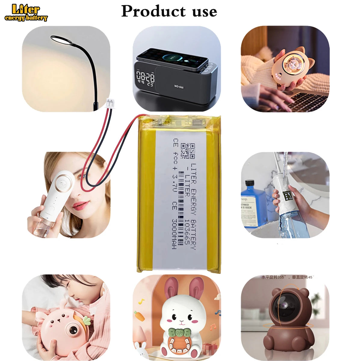 JST 1.25mm Plug 3.7V 3000mAh 103665 Lithium Polymer Battery for Miyoo Mini Plus Open Source Console Game Machine