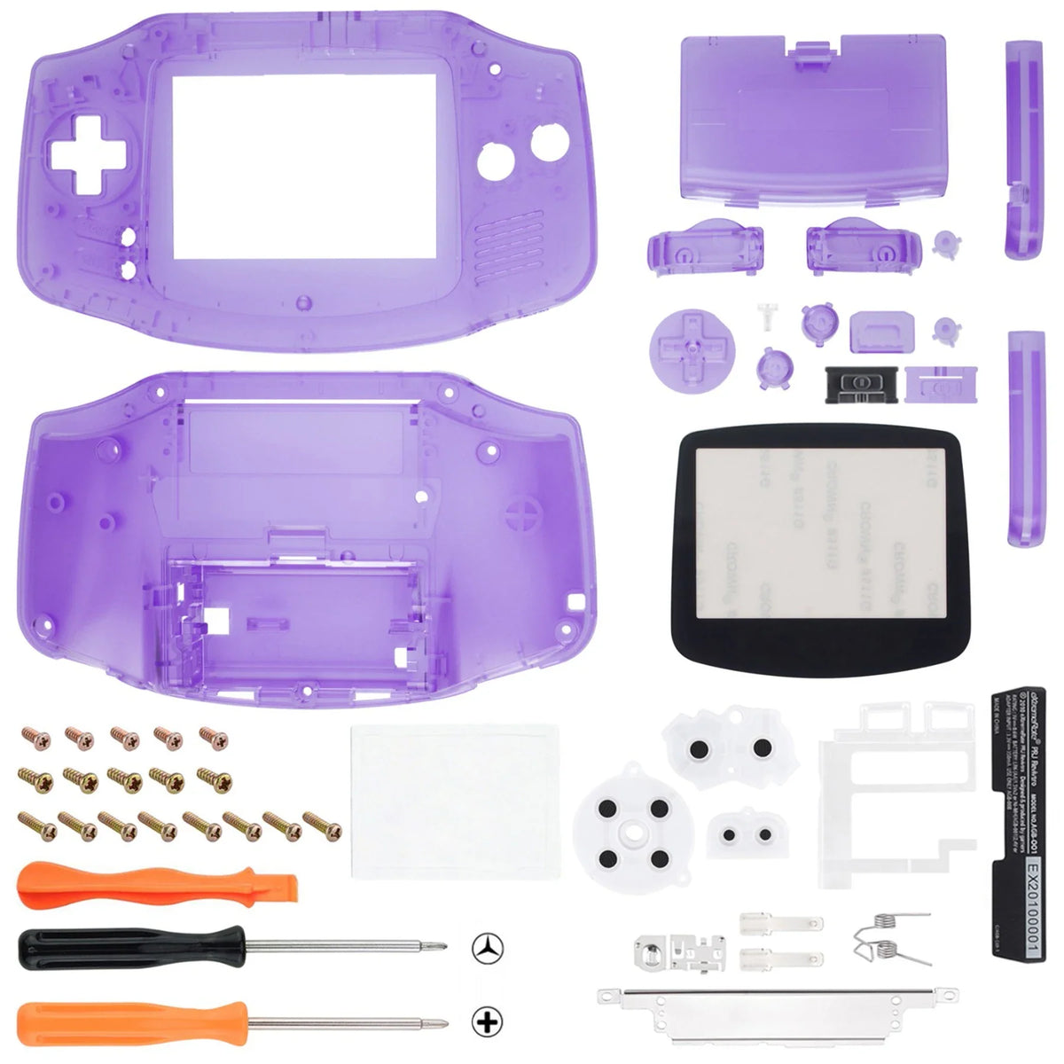 eXtremeRate IPS Ready GBA Shell, Clear Atomic Purple/Black